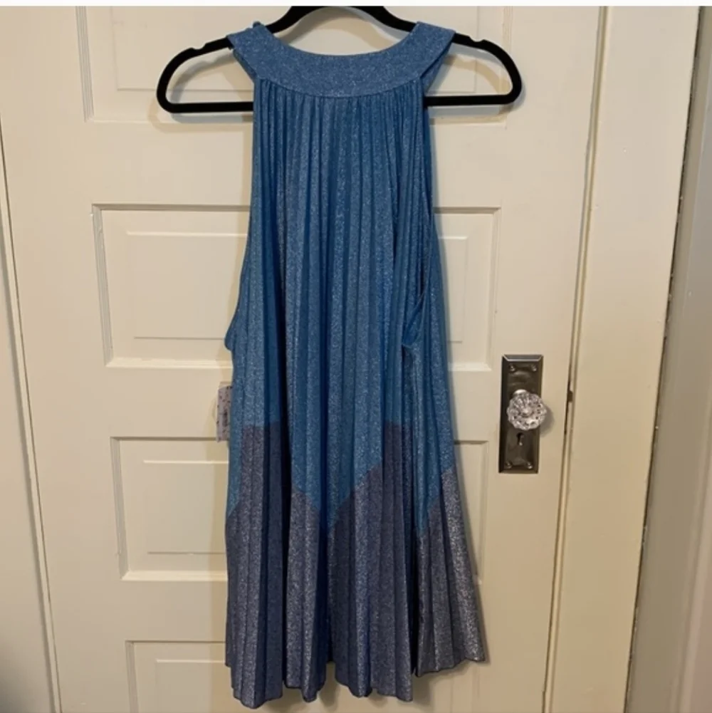 Free People Womens Pleated Love Metallic Mini Dress Small - Picture 6 of 10